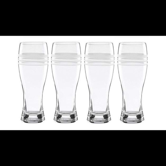 🚨SALE KSNY Library Stripe 4-p Wheat Beer Glass - Picture 1 of 5